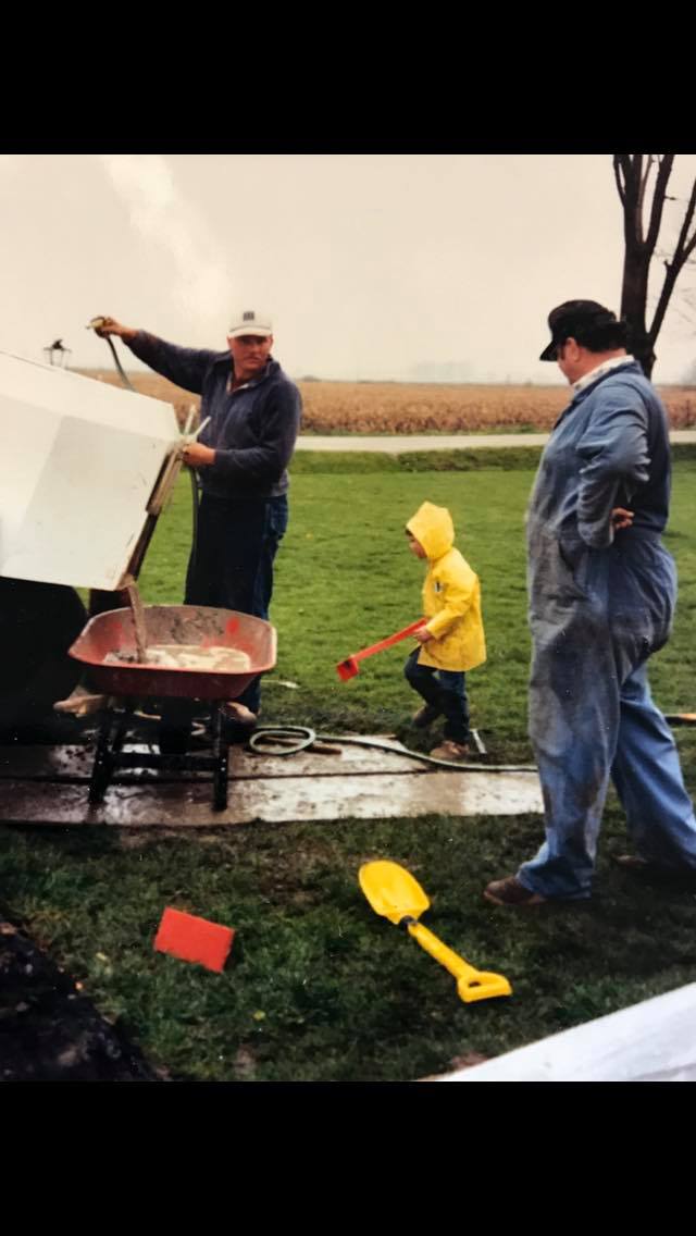 Vintage family photo of an early Custom Crete concrete pour