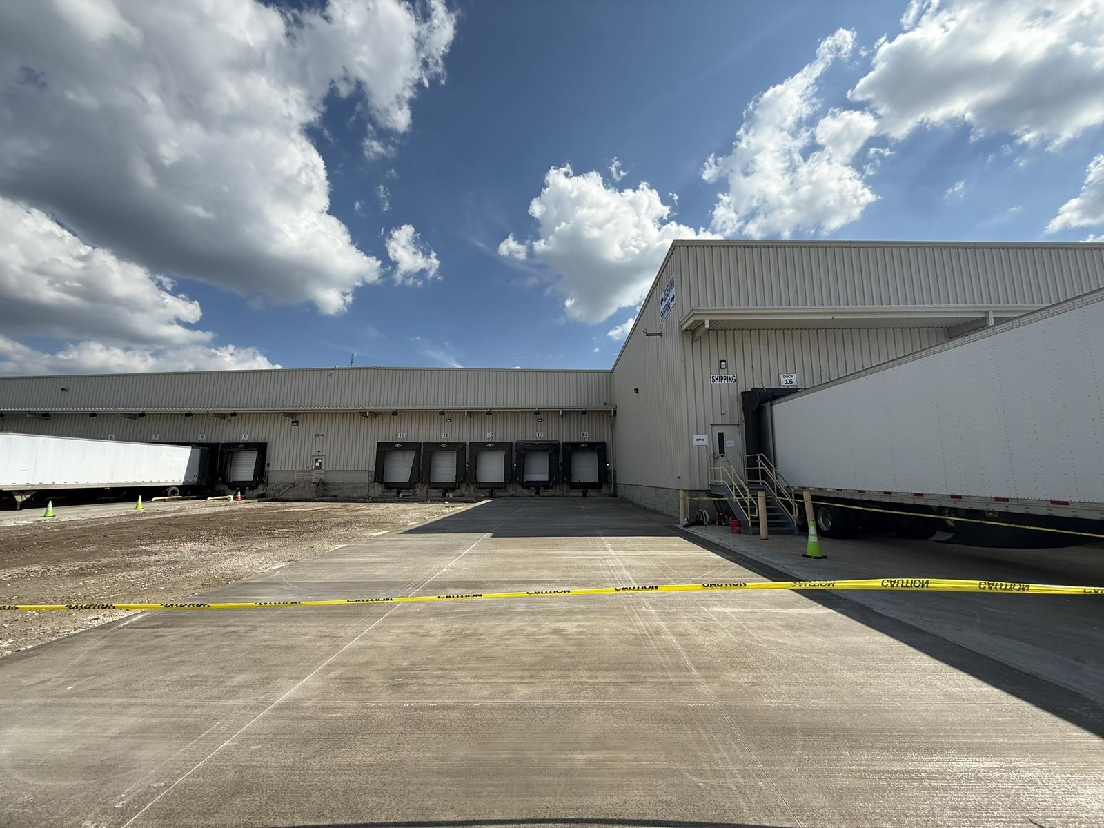 Large commercial concrete loading dock